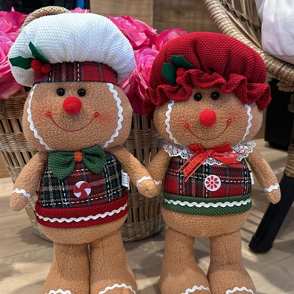 Christmas Holiday Plaid Gingerbread man girl boy doll greeter standing - Picture 4 of 16